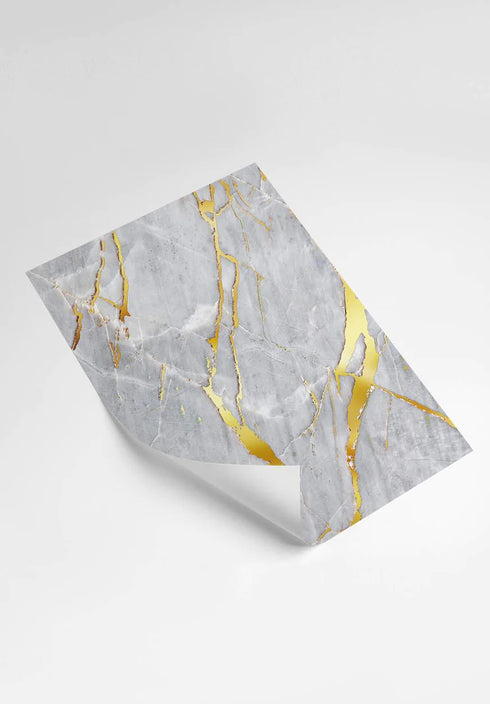 Grey Marble Real Gold Set Of 2 Posters 50x70cm